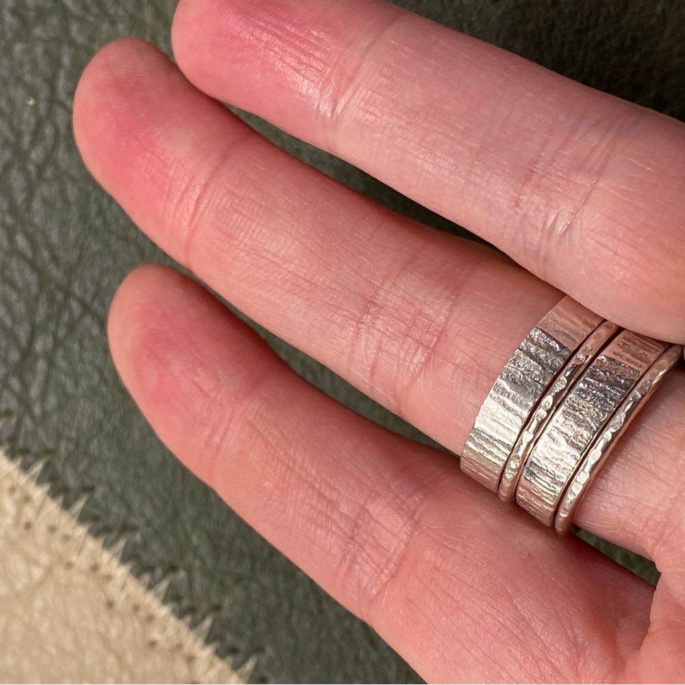 Silver Textured Ring Set - Picture 13 of 16